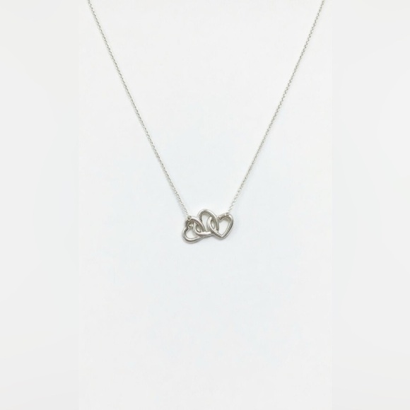 TIFFANY&CO. Silver 925 Please Return to Double Heart Necklace - Picture 3 of 3